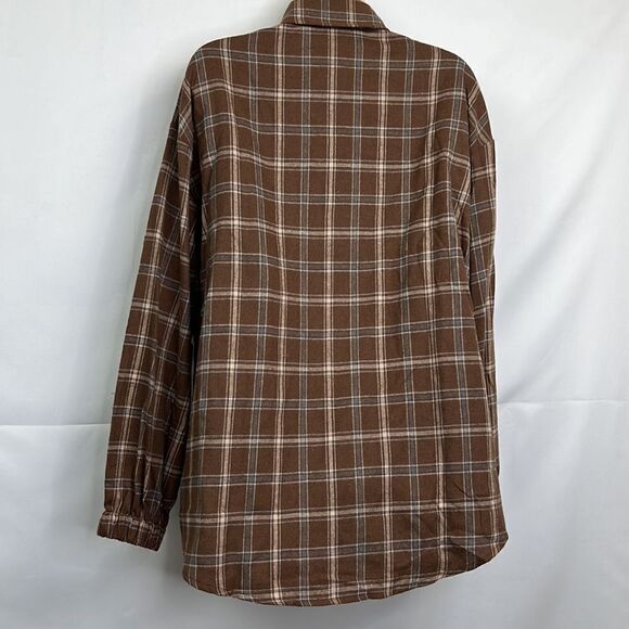 Hotouch Brown Plaid Button front flannel shirt NWT size medium - Picture 7 of 11